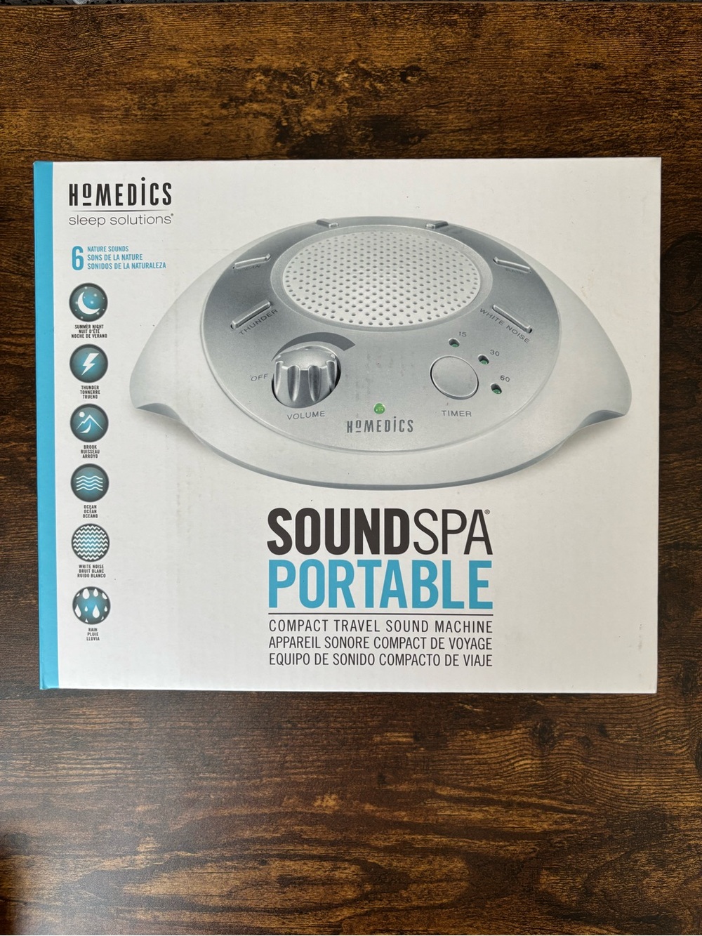 Homedics SoundSpa White Noise Sound Machine in Silver/White